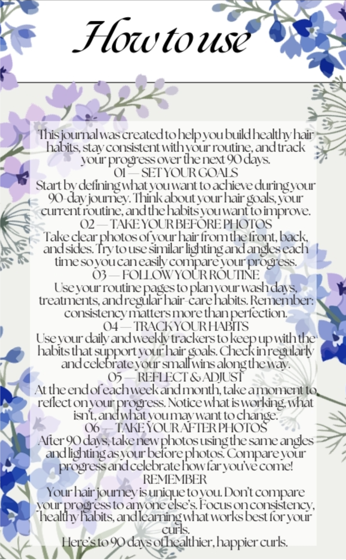 90 Day Curly Hair Growth Journal | Digital Download | Hair Growth Planner & Habit Tracker